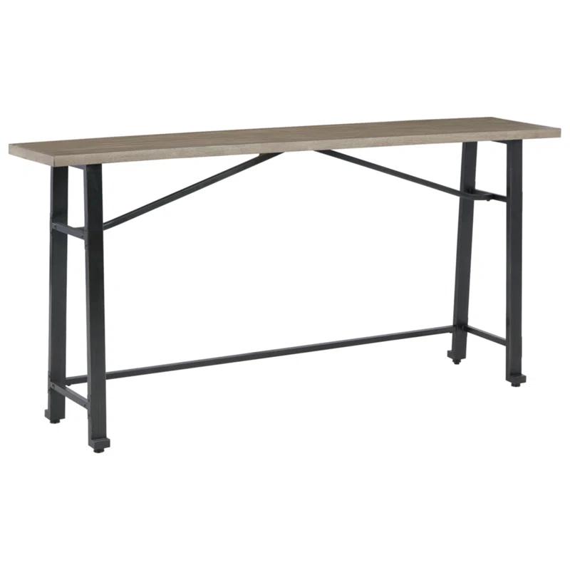 Transitional 72" Reclaimed Wood and Iron-tone Long Counter Table