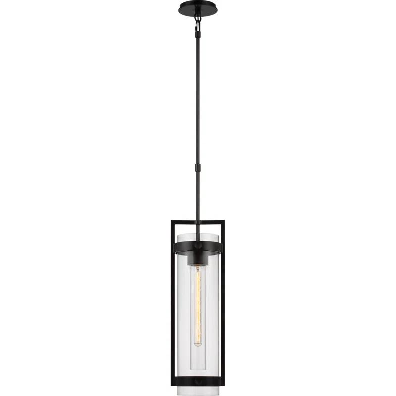 Kears Aged Iron Dual Glass Cylinder Indoor/Outdoor Pendant