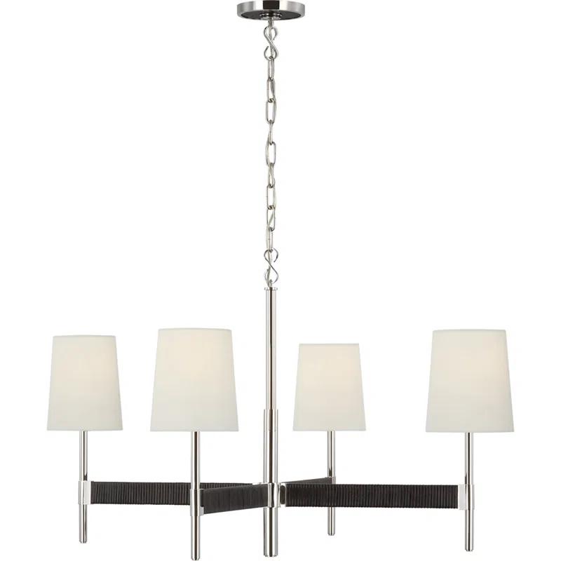 Elle Polished Nickel & Crystal 4-Light Mid-Century Chandelier