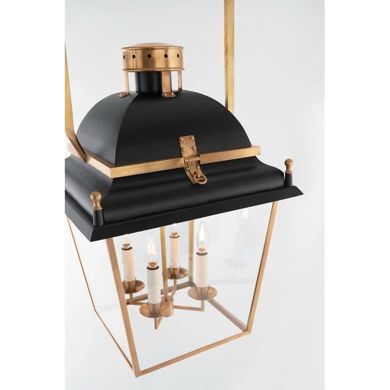 Coventry 36.5" Matte Black and Antique-Burnished Brass Overscaled Lantern