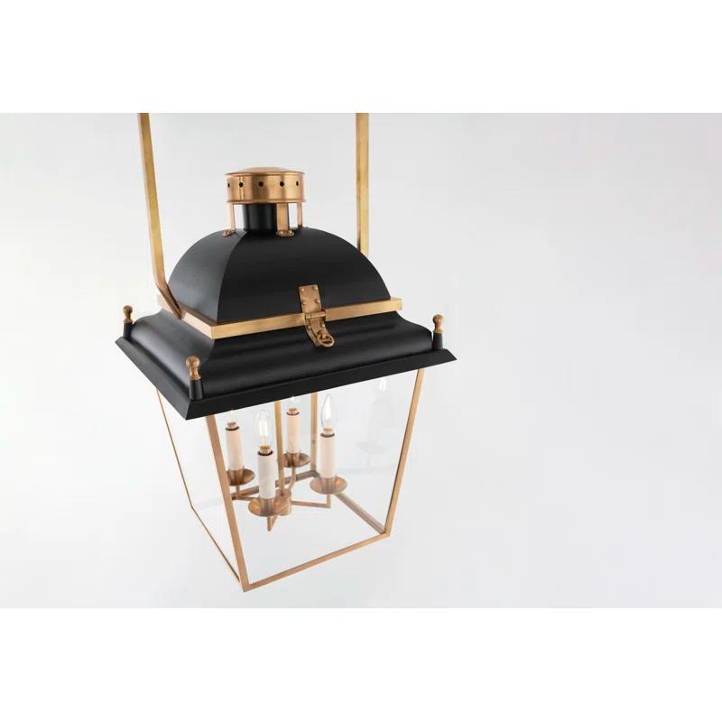 Coventry 36.5" Matte Black and Antique-Burnished Brass Overscaled Lantern