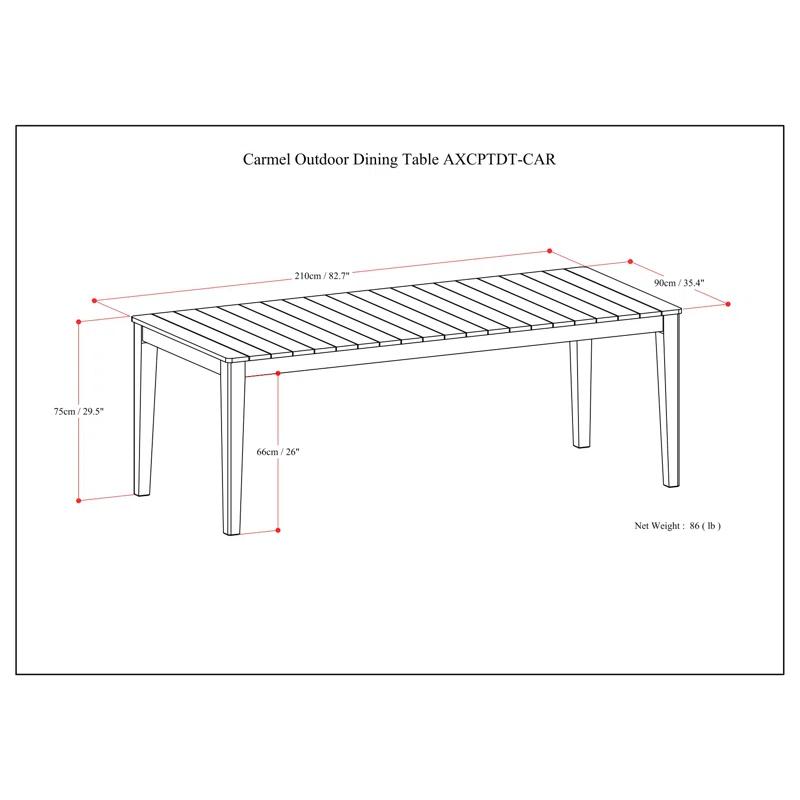 Simpli Home Carmel Rectangular Acacia Outdoor Dining Table