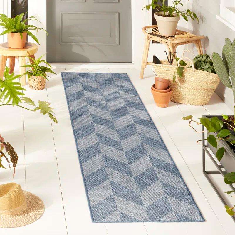 Nicole Miller Nicole Miller New York Patio Country Calla Herringbone Indoor/Outdoor Runner Area Rug