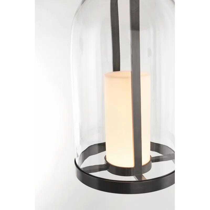 Elegant Bronze and Glass LED Indoor/Outdoor Pendant Lantern