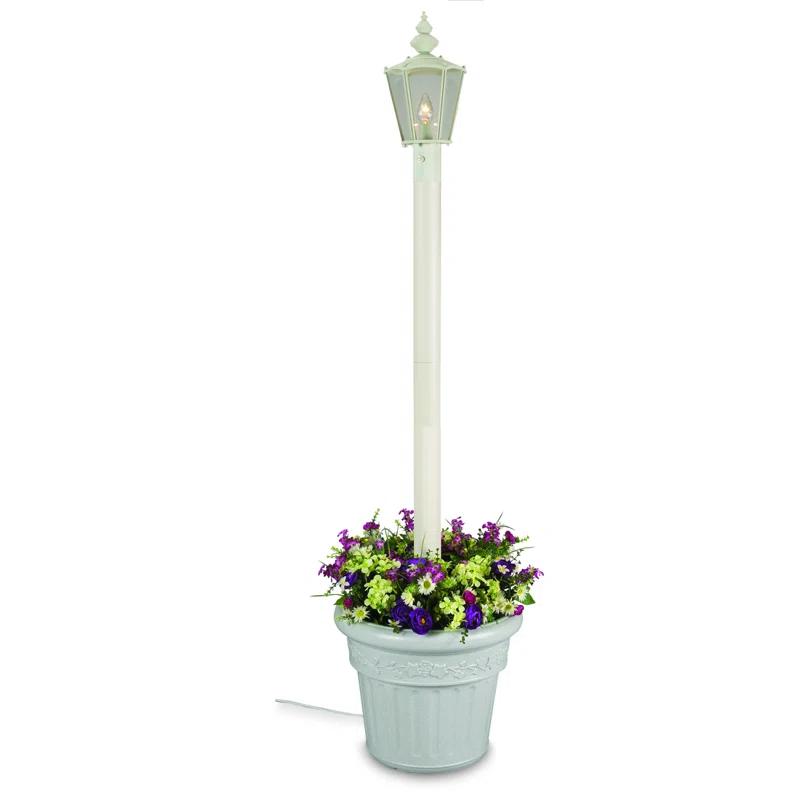 Cambridge White Single Lantern Outdoor Patio Lamp with Planter
