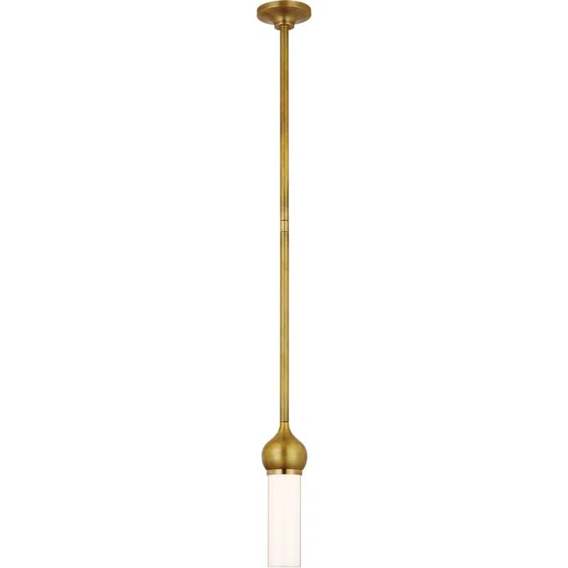 Jeffery Mini LED Pendant in Hand-Rubbed Antique Brass with White Glass