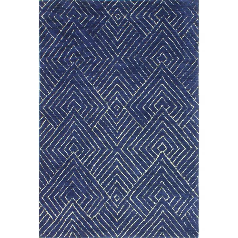 Darya Home Carroll Collection Transitional Geometric Area Rug Navy