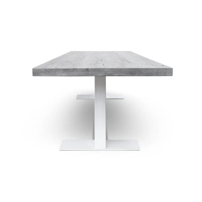 MaximaHouse Grog Oak Solid Wood Top Metal Base Dining Table