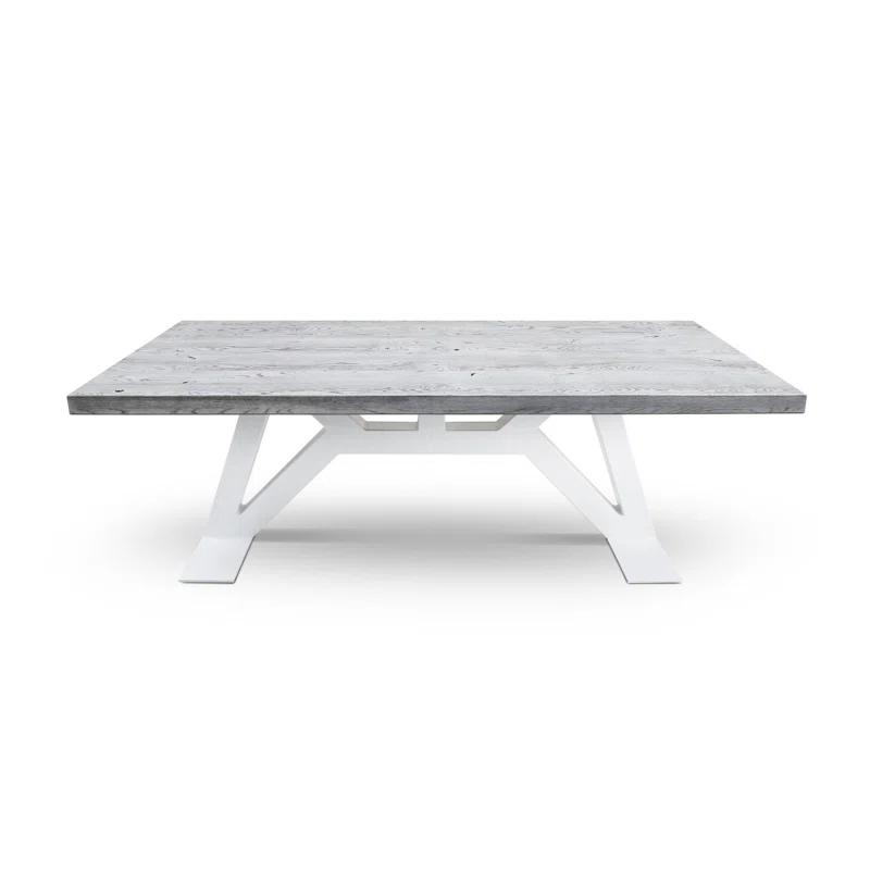 MaximaHouse Grog Oak Solid Wood Top Metal Base Dining Table