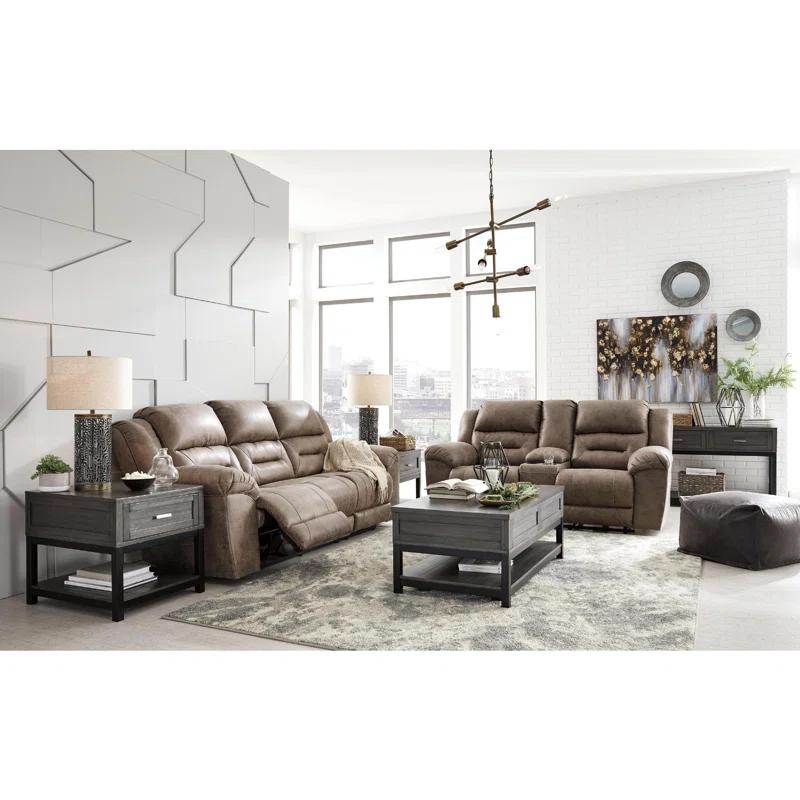 Fossil Faux Leather Reclining Loveseat with Pillow Back