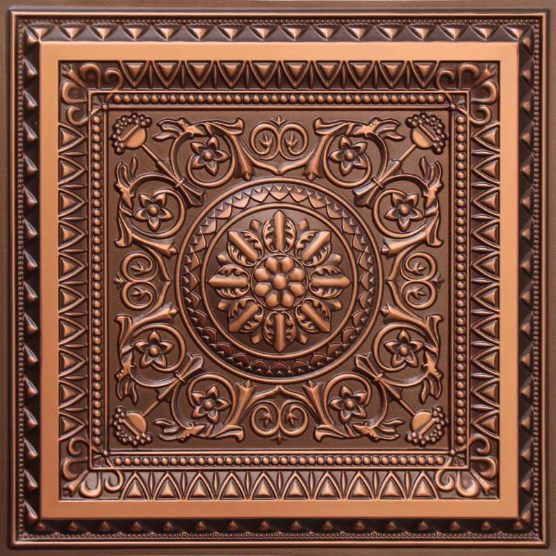Marseille 24'' W Textured PVC Drop-In Ceiling Tile In Antique Gold