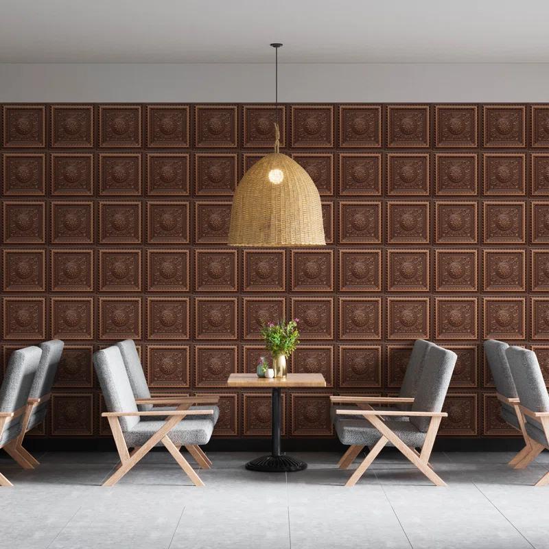 Marseille 24'' W Textured PVC Drop-In Ceiling Tile In Antique Gold
