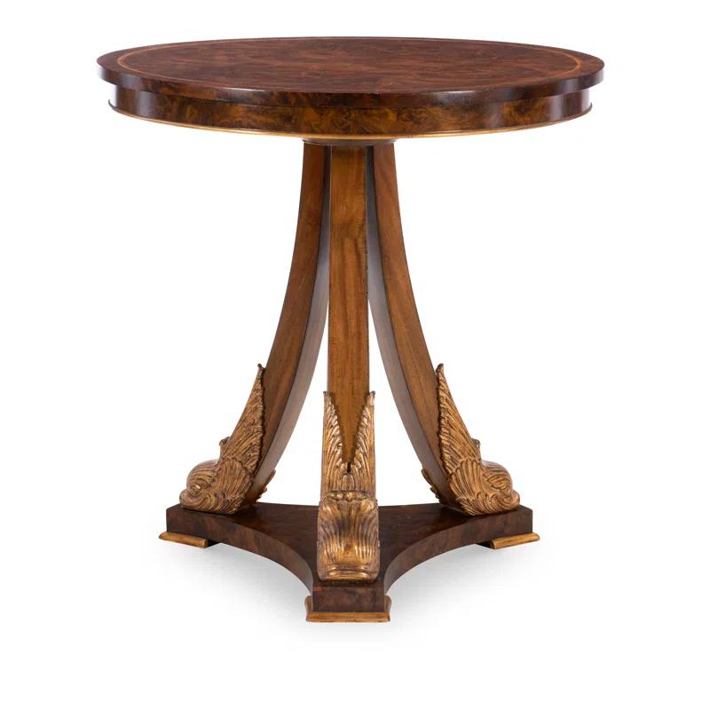 Antiqued Gold Leaf Burl Inlaid Solid Wood Square Center Table