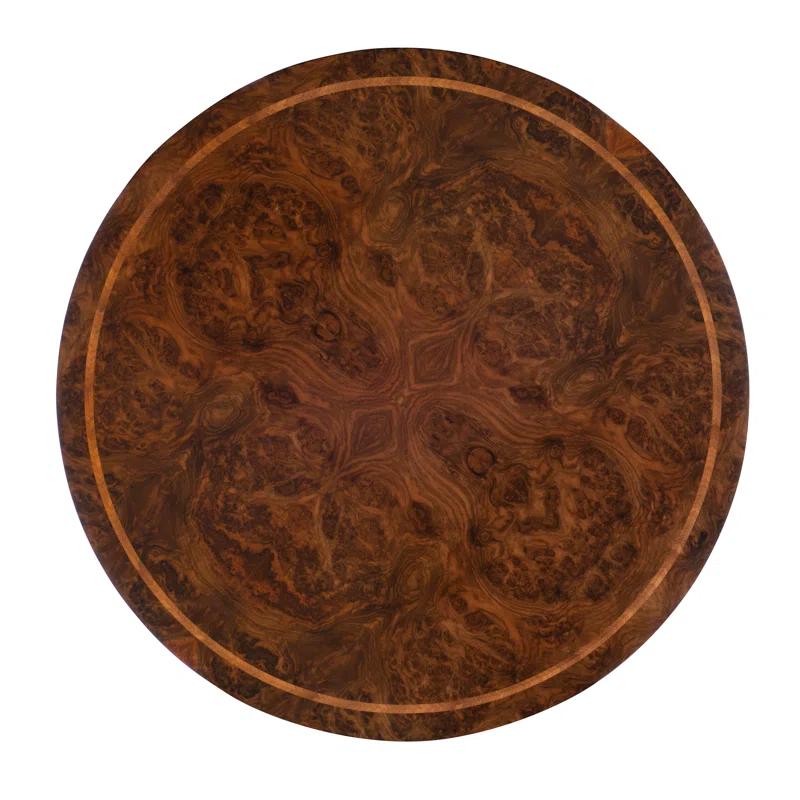 Antiqued Gold Leaf Burl Inlaid Solid Wood Square Center Table