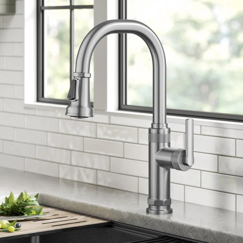 Allyn Hexagonal Bolt 16.75" Industrial Kitchen Faucet in Spot-Free Stainless Steel