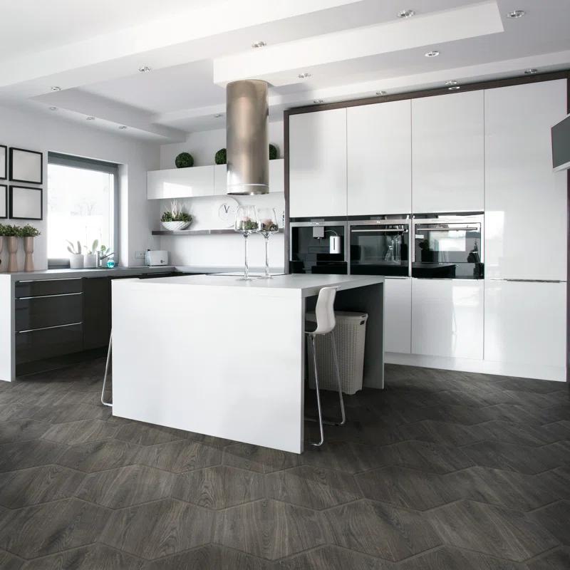 Natura Hex Nero 14" x 16.25" Porcelain Wood Look Tile