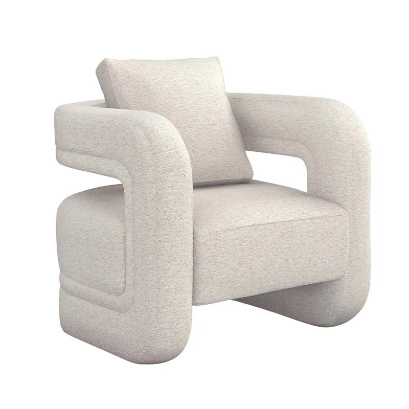 Azure Drift Chenille Wood Upholstered Armchair