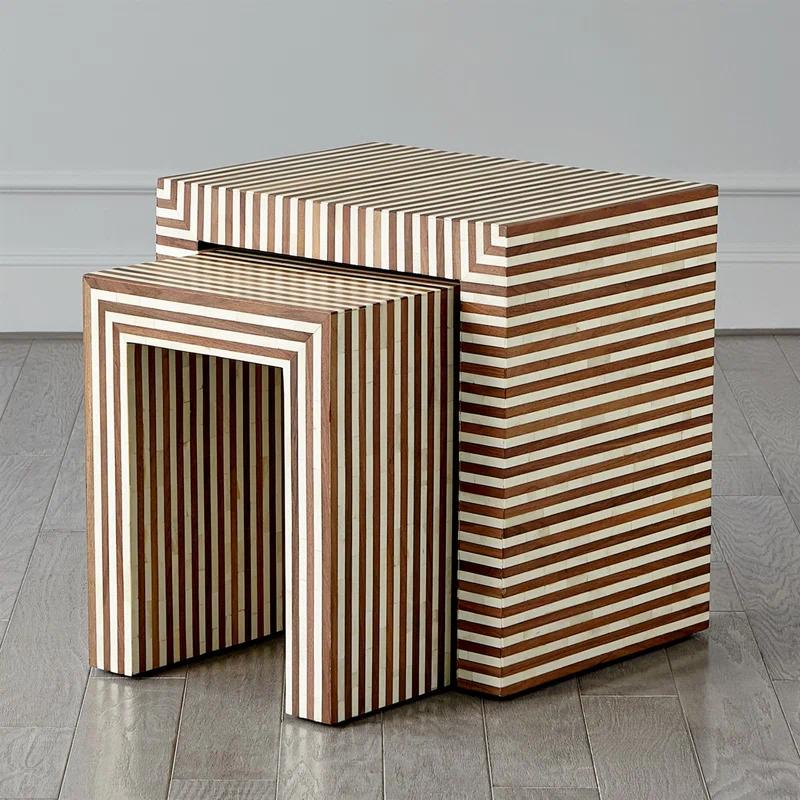 Sienna Nesting End Table-Walnut/Bone-Sm