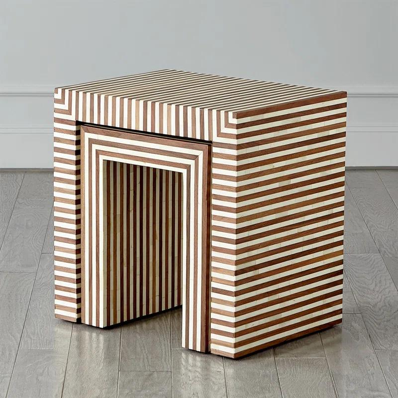 Sienna Nesting End Table-Walnut/Bone-Sm