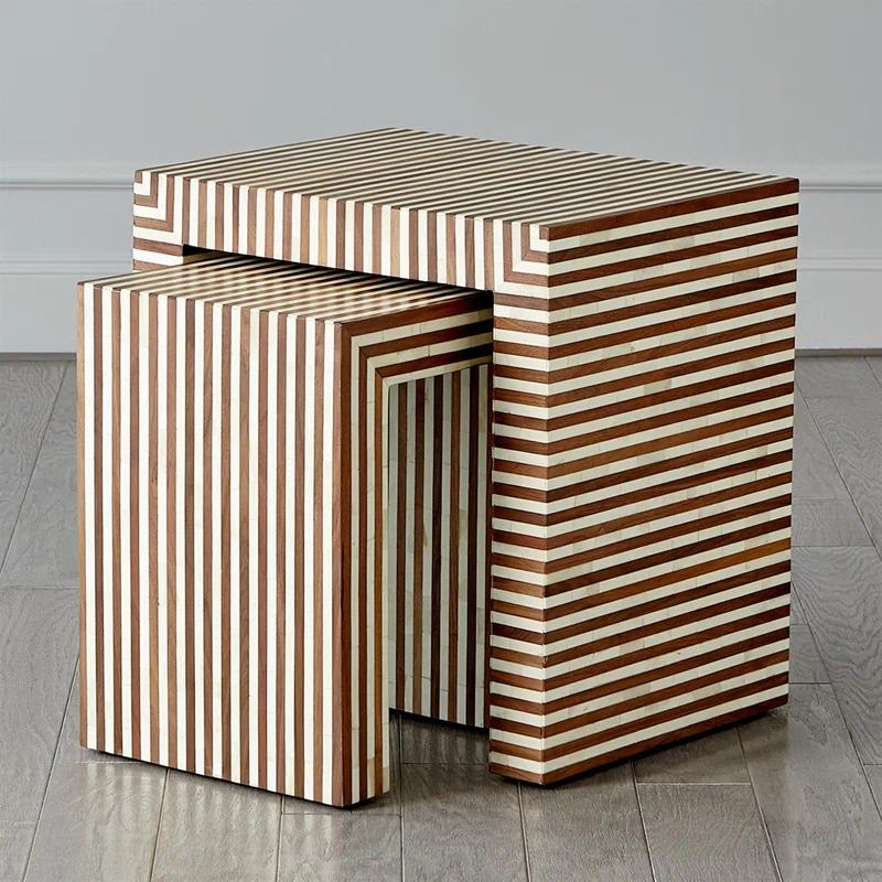 Sienna Nesting End Table-Walnut/Bone-Sm