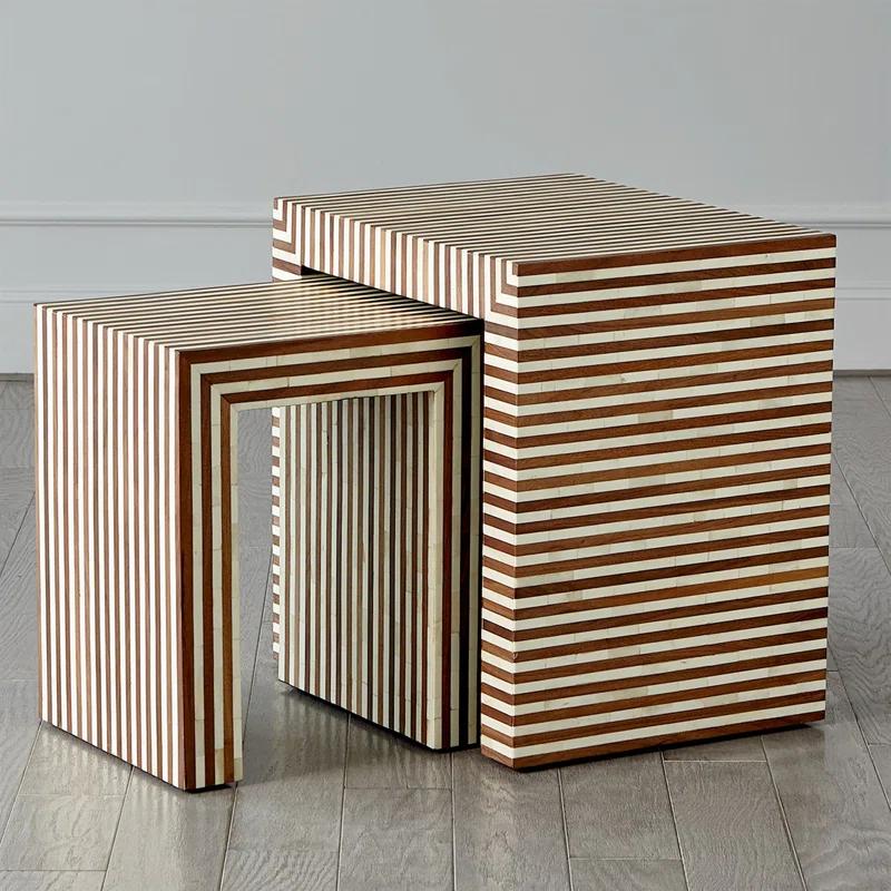 Sienna Nesting End Table-Walnut/Bone-Sm