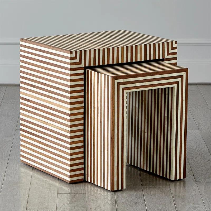Sienna Nesting End Table-Walnut/Bone-Sm