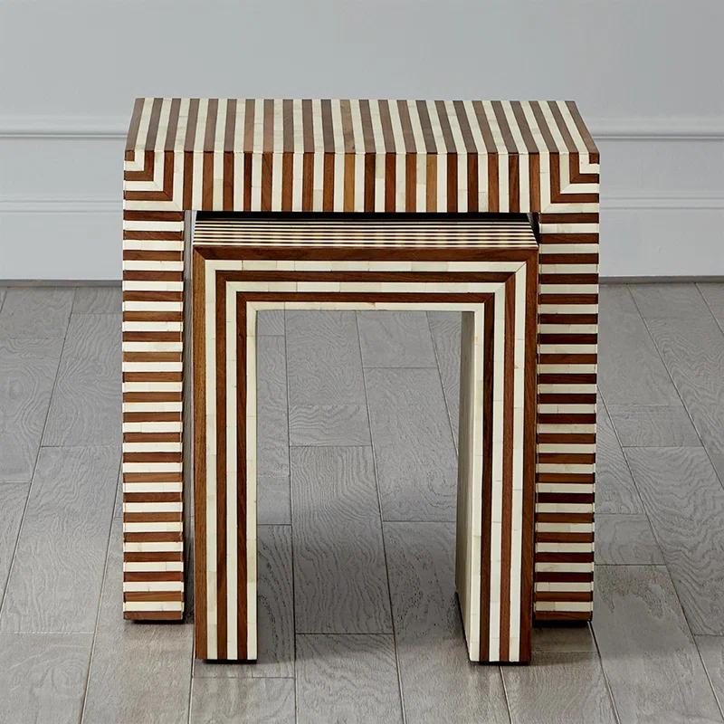 Sienna Nesting End Table-Walnut/Bone-Sm