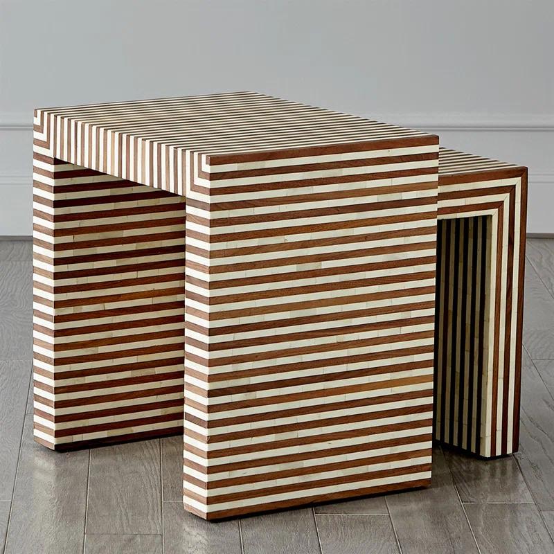 Sienna Nesting End Table-Walnut/Bone-Sm
