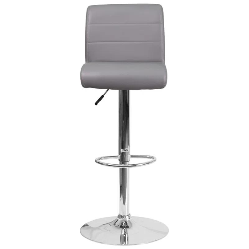 Flash Furniture Contemporary Vinyl Adjustable Height Barstool with Rolled Seat and Chrome Base