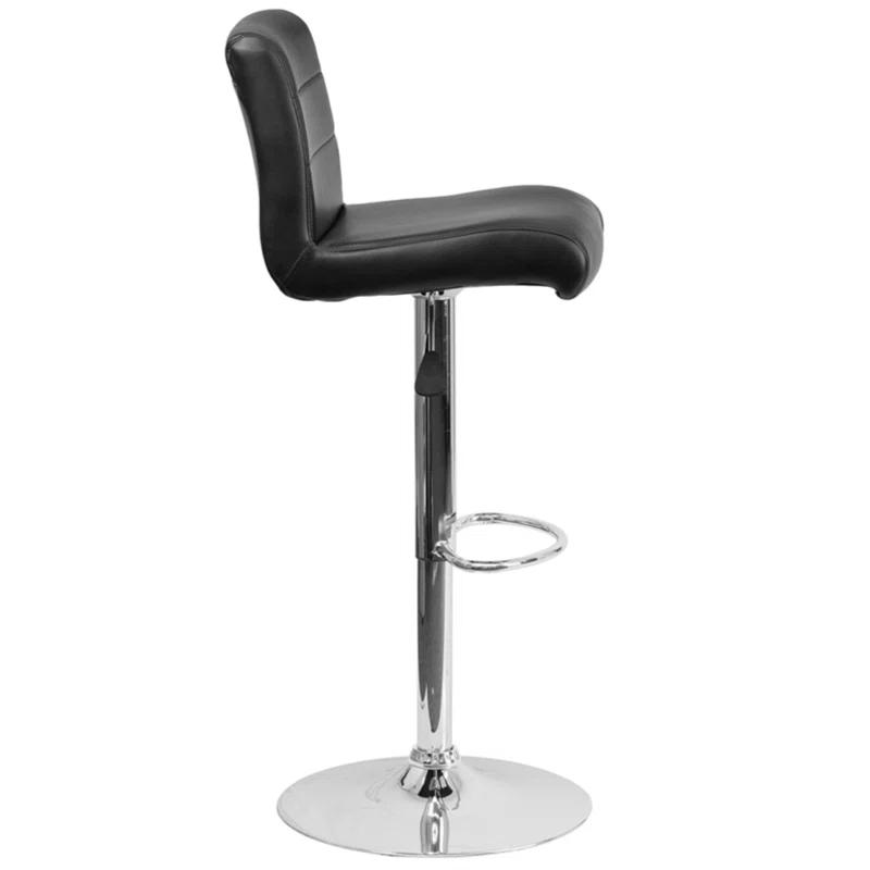 Flash Furniture Contemporary Vinyl Adjustable Height Barstool with Rolled Seat and Chrome Base