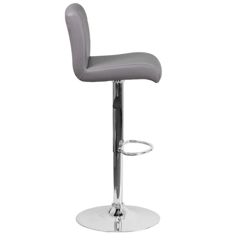 Flash Furniture Contemporary Vinyl Adjustable Height Barstool with Rolled Seat and Chrome Base