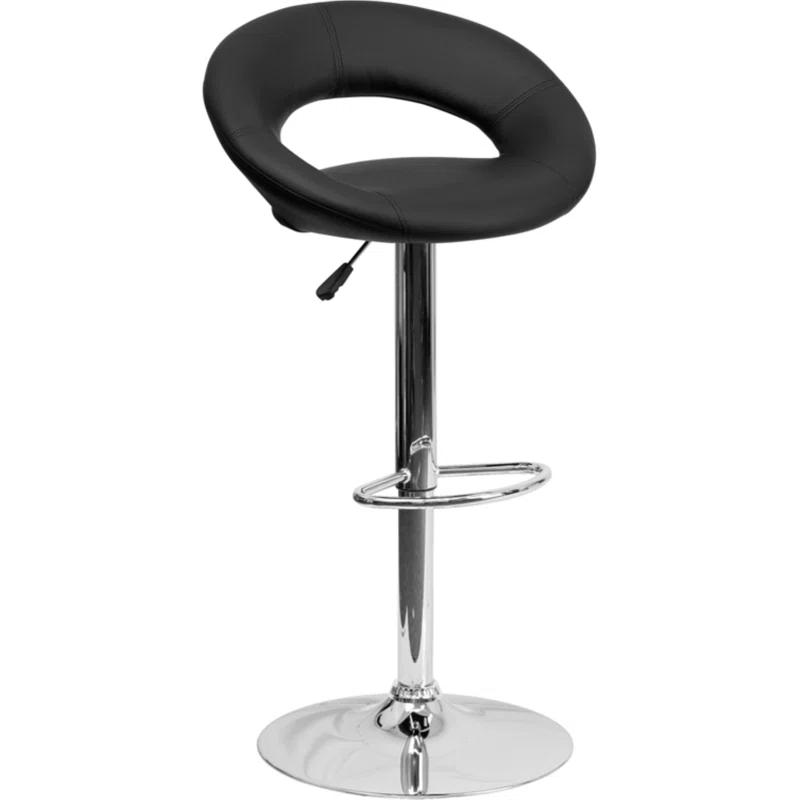 Flash Furniture Contemporary Vinyl Rounded Orbit-Style Back Adjustable Height Barstool with Chrome Base