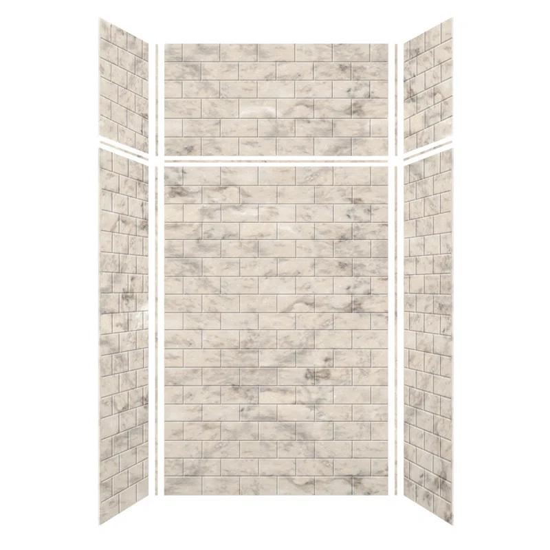 SaraMar 48'' Classic Subway Tile Velvet Wall Panel, Sand Creme