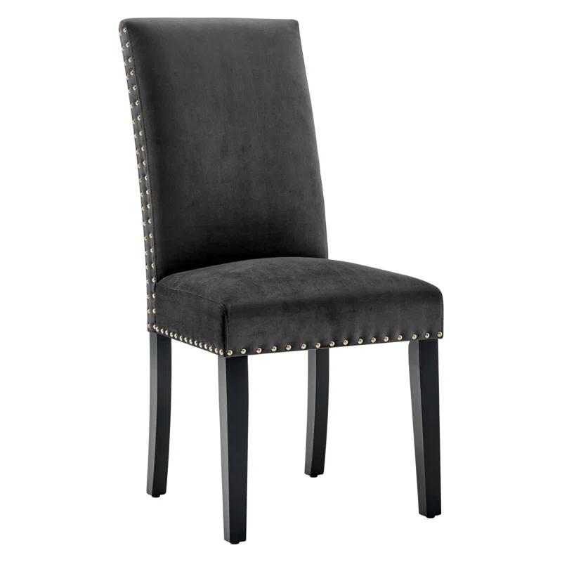 Modway Silver Orchid Lind Velvet Nailhead Trim Dining Side Chairs