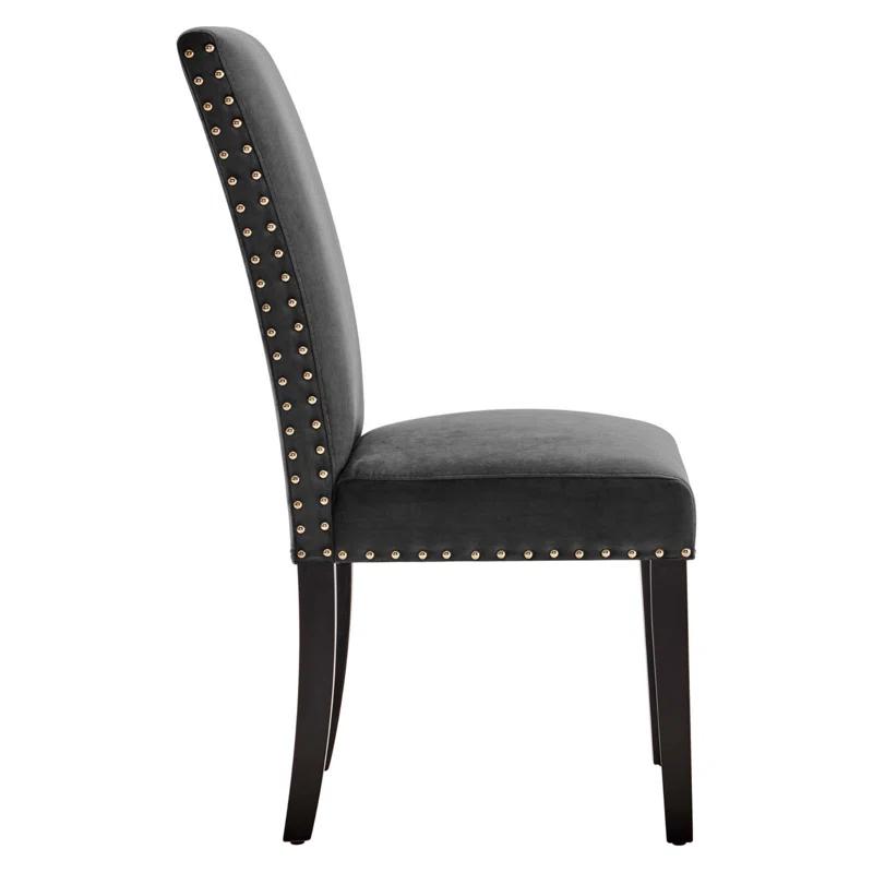 Modway Silver Orchid Lind Velvet Nailhead Trim Dining Side Chairs