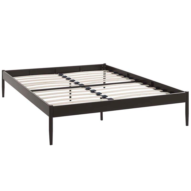 Elsie King-Sized Brown Metal Frame Bed with Upholstered Slats