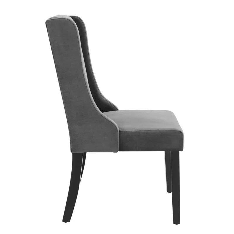 Glam Deco Gray Velvet Upholstered Parsons Side Chair Set