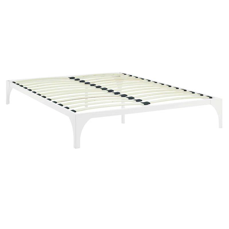 Ollie Full White Metal Slatted Bed Frame