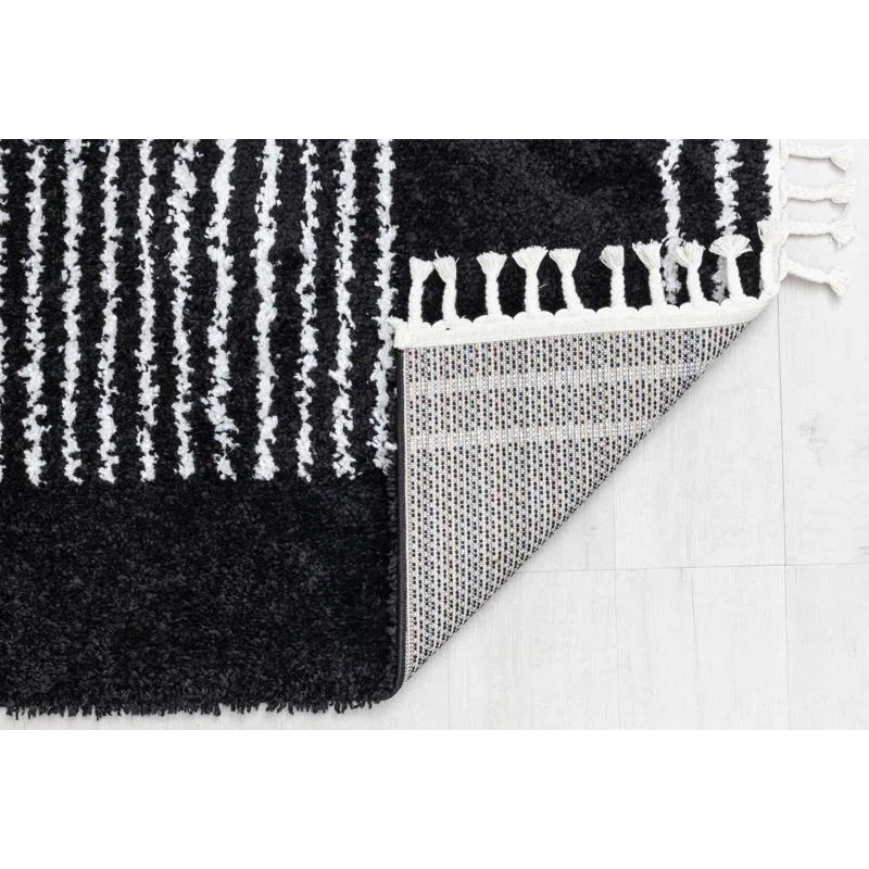 Ebony Twilight 5' x 7' Braided Stripe Shag Area Rug