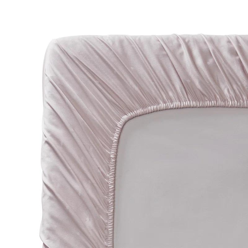 Eyelet Pink Queen Sheet Set in Cotton-Polyester Blend with Deep Pockets