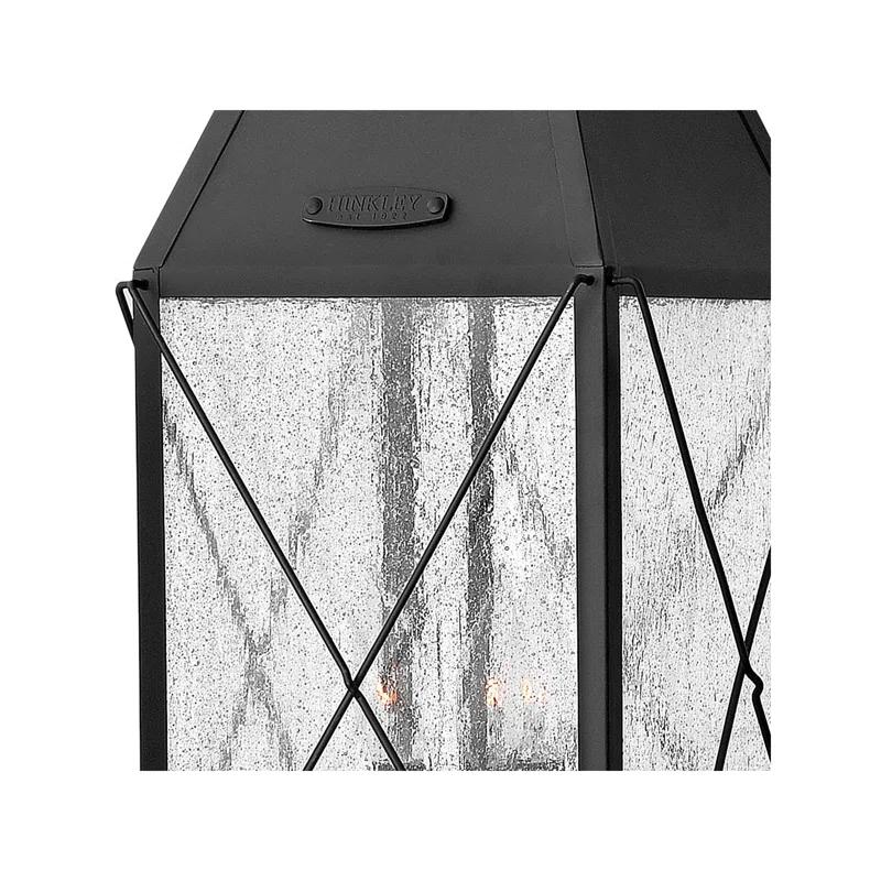 Vintage Matte Black Aluminum Outdoor Lantern with Clear Seedy Glass