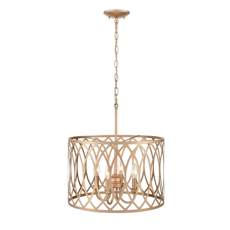 Arelyn 15'' Painted Modern Gold Glass Drum Pendant Light