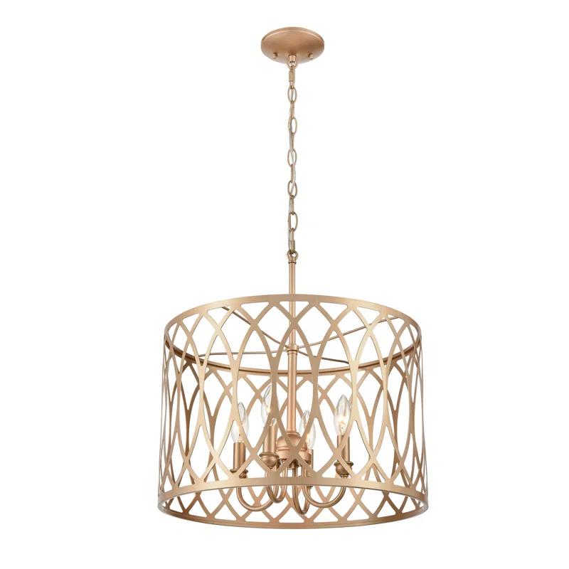 Arelyn 15'' Painted Modern Gold Glass Drum Pendant Light