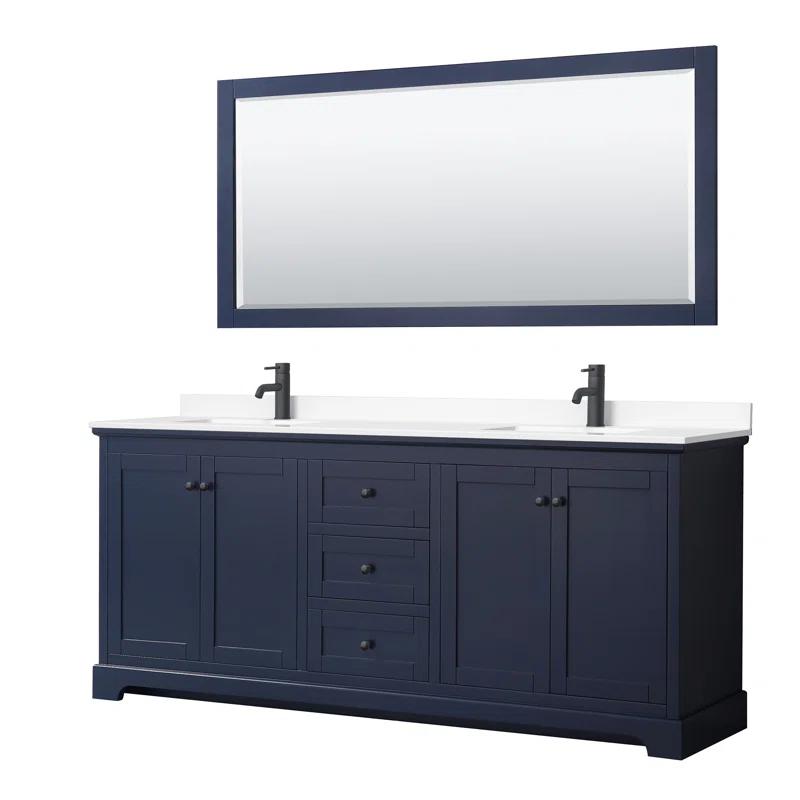 Wyndham Collection Avery 80'' Double Bathroom Vanity with Marble Top with Mirror