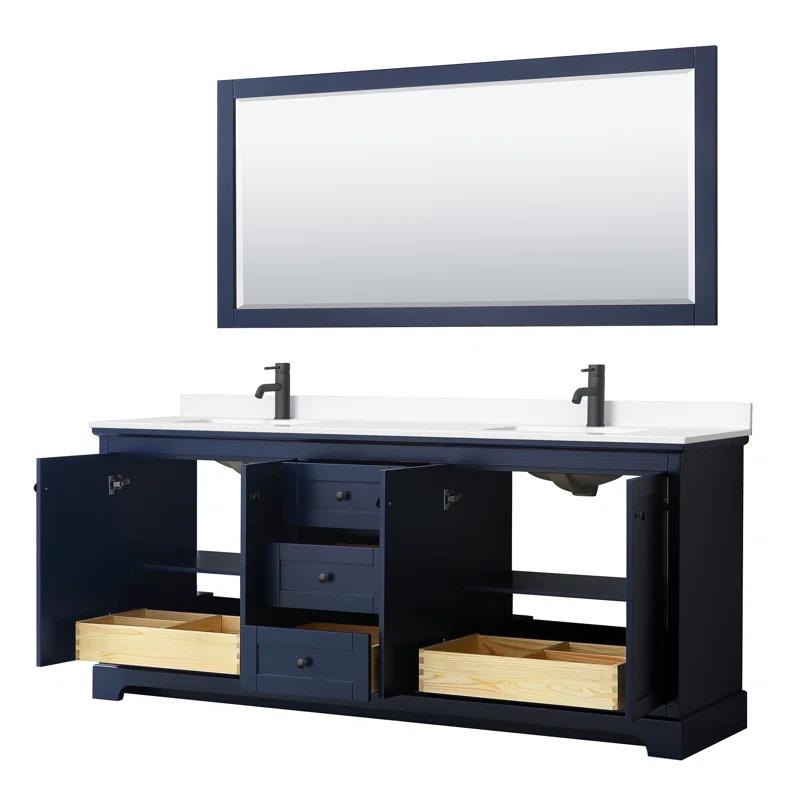 Wyndham Collection Avery 80'' Double Bathroom Vanity with Marble Top with Mirror