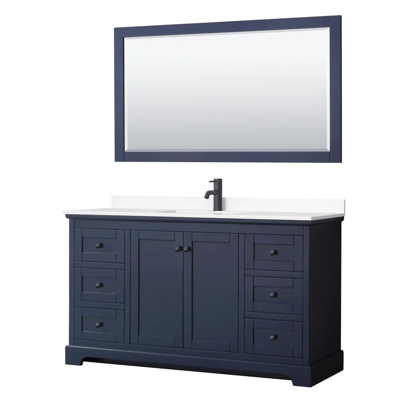 Wyndham Collection Avery 60'' Single Bathroom Vanity with Marble Top with Mirror