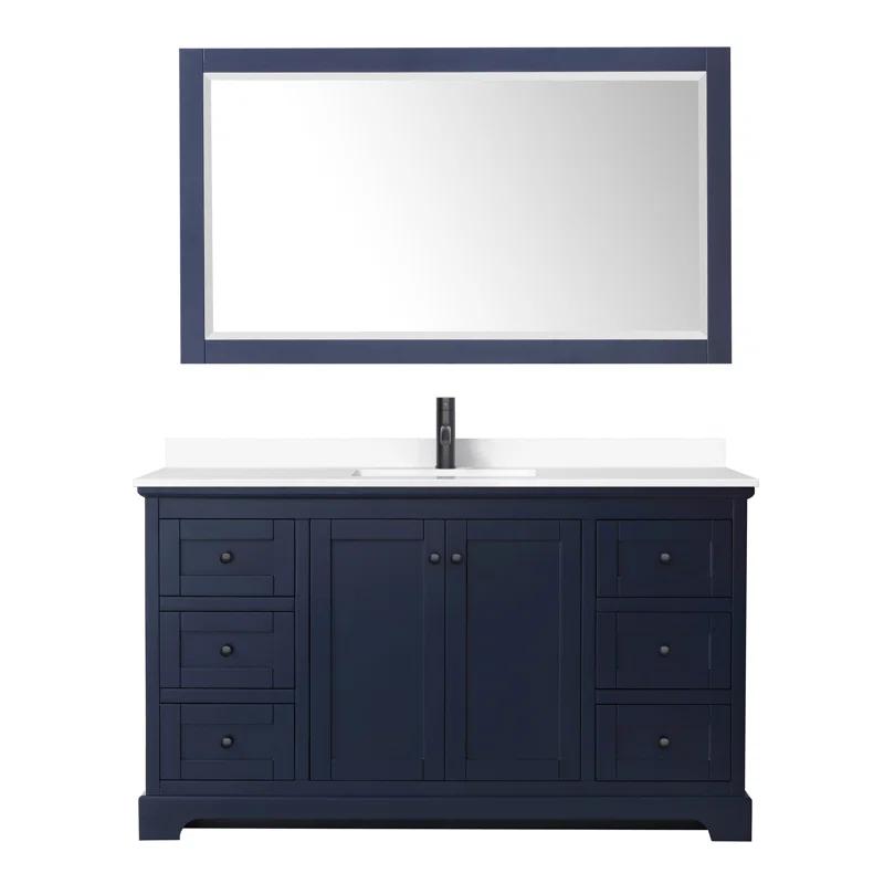 Wyndham Collection Avery 60'' Single Bathroom Vanity with Marble Top with Mirror