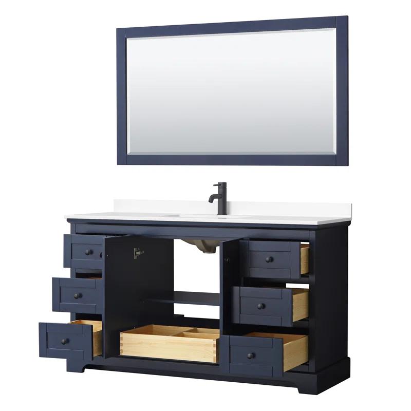 Wyndham Collection Avery 60'' Single Bathroom Vanity with Marble Top with Mirror