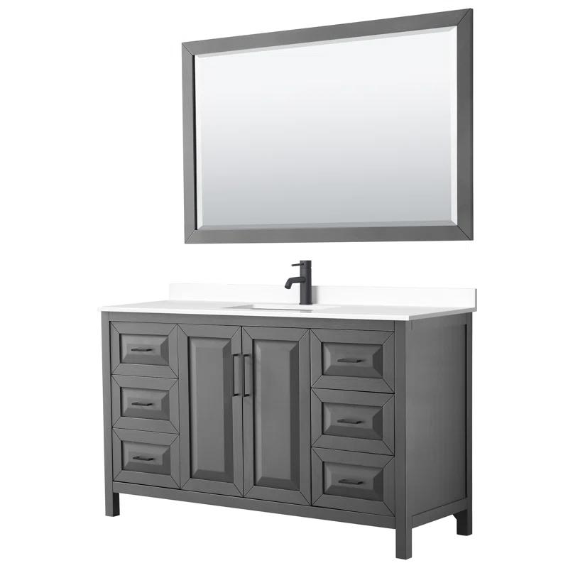 Wyndham Collection Daria 60'' Single Bathroom Vanity with Marble Top with Mirror