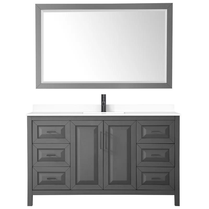 Wyndham Collection Daria 60'' Single Bathroom Vanity with Marble Top with Mirror